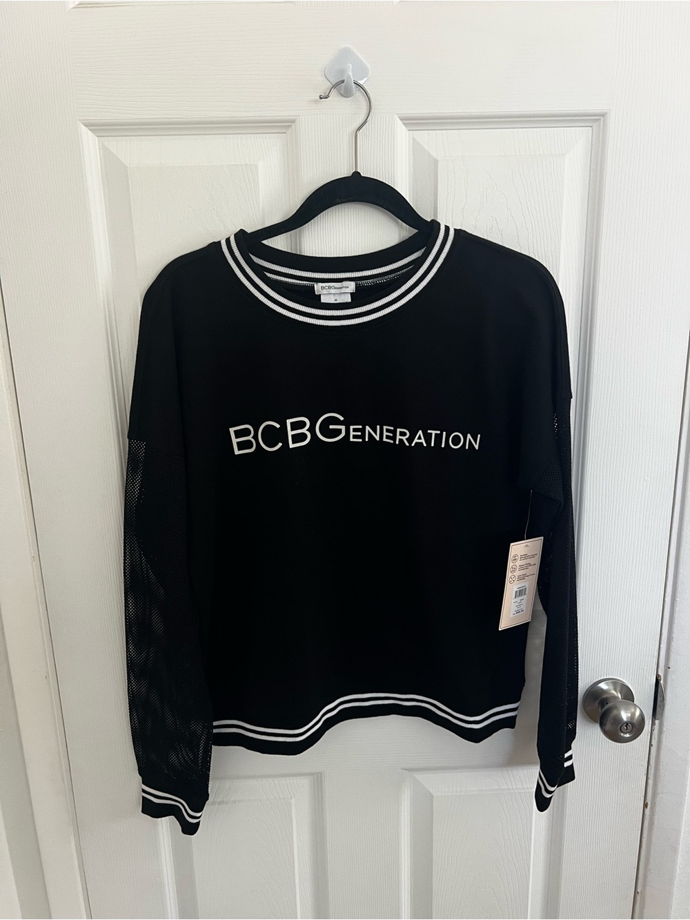 BCBGeneration Black Sweatshirt with White Accent Logo